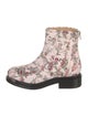 Brandon Maxwell Leather Floral Print Combat Boots