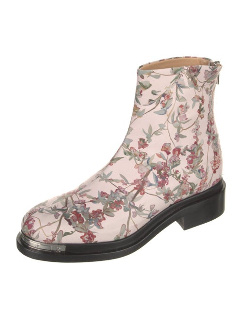 Brandon Maxwell Leather Floral Print Combat Boots