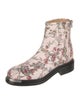 Brandon Maxwell Leather Floral Print Combat Boots