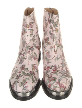 Brandon Maxwell Leather Floral Print Combat Boots
