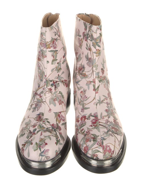Brandon Maxwell Leather Floral Print Combat Boots