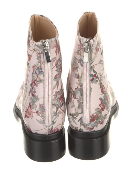 Brandon Maxwell Leather Floral Print Combat Boots