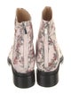 Brandon Maxwell Leather Floral Print Combat Boots