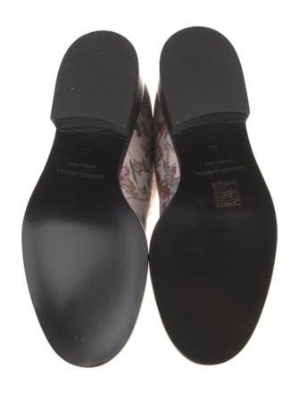 Brandon Maxwell Leather Floral Print Combat Boots