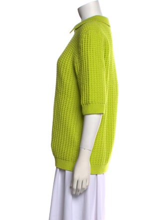 Brandon Maxwell Virgin Wool Three-Quarter Sleeve Polo