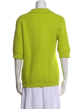 Brandon Maxwell Virgin Wool Three-Quarter Sleeve Polo