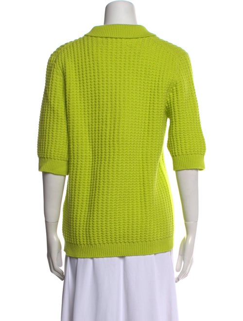 Brandon Maxwell Virgin Wool Three-Quarter Sleeve Polo