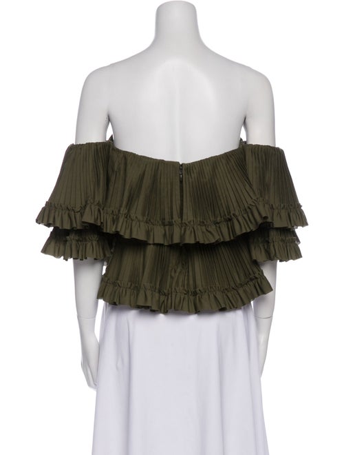 Brandon Maxwell Off-The-Shoulder Three-Quarter Sleeve Crop Top