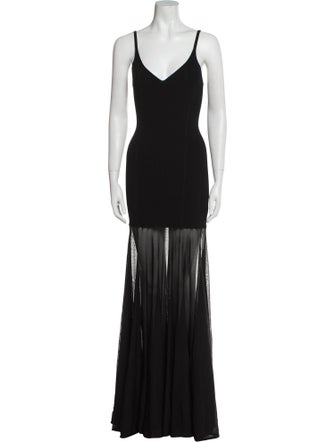 Brandon Maxwell V-Neck Long Dress