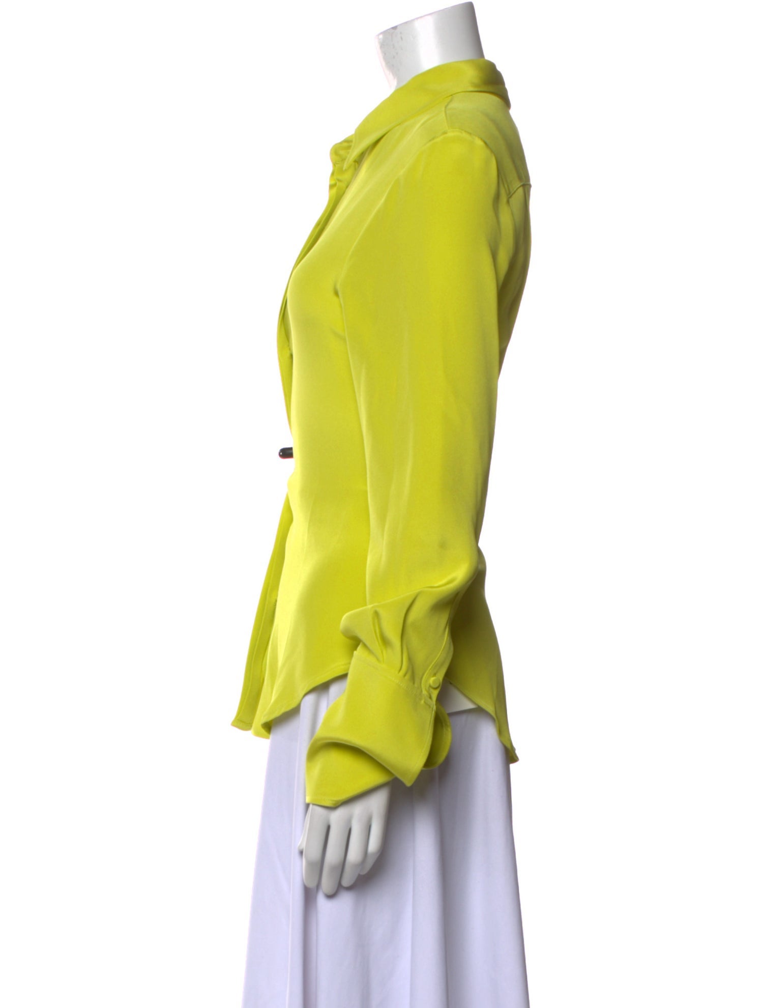 Brandon Maxwell Silk Long Sleeve Button-Up Top w/ Tags