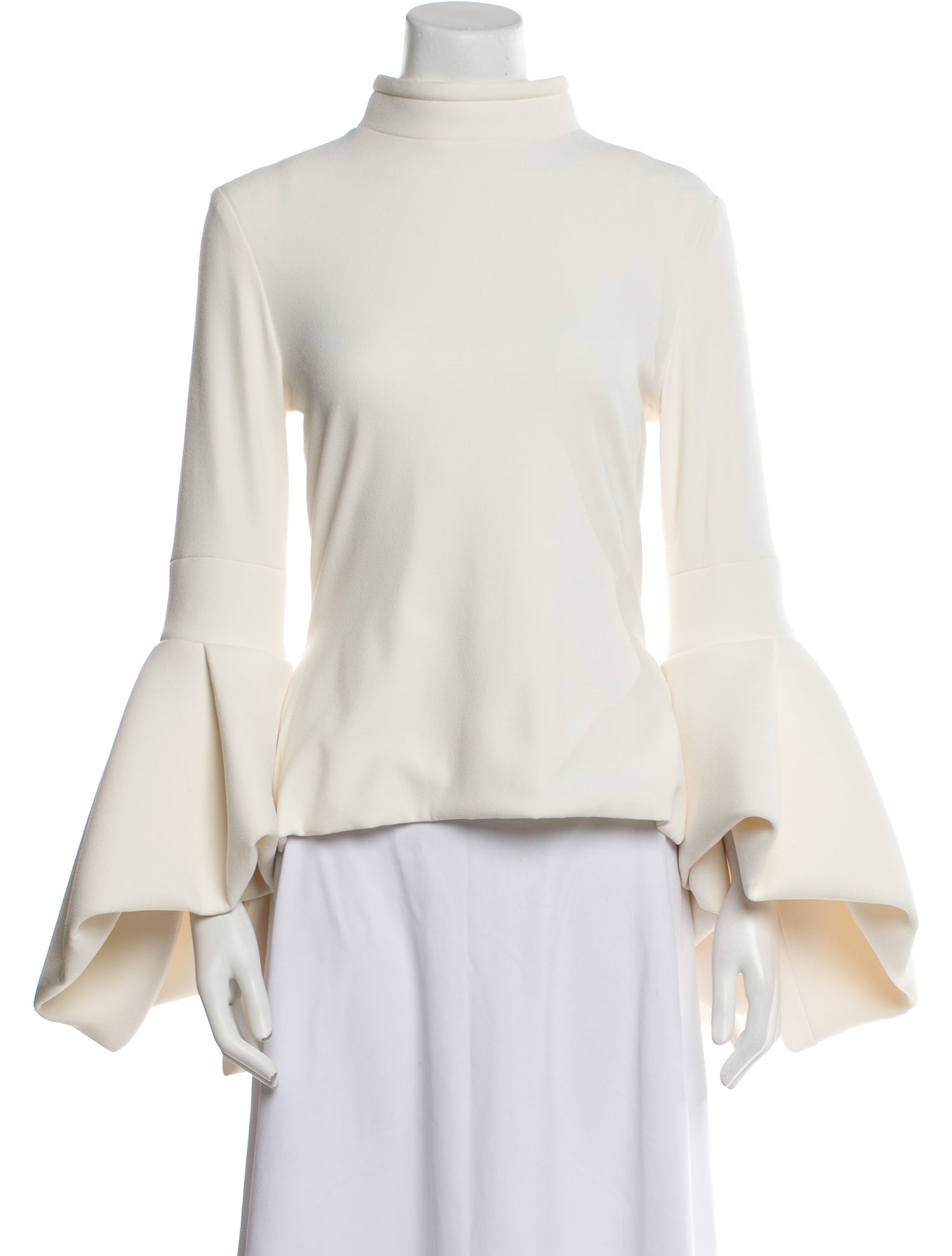 Brandon Maxwell Mock Neck Long Sleeve Blouse