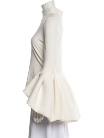 Brandon Maxwell Mock Neck Long Sleeve Blouse