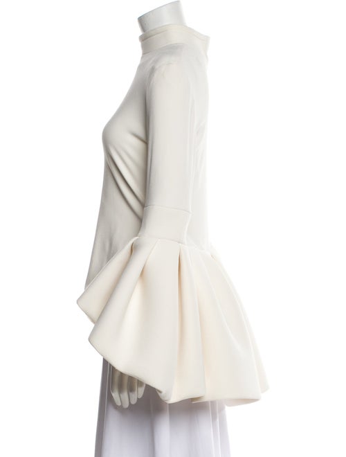 Brandon Maxwell Mock Neck Long Sleeve Blouse