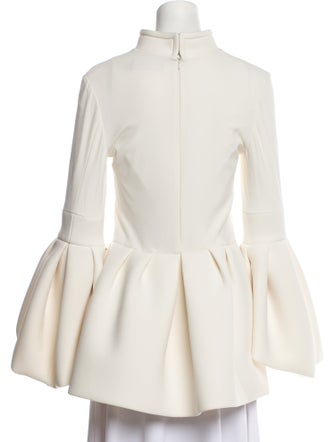 Brandon Maxwell Mock Neck Long Sleeve Blouse