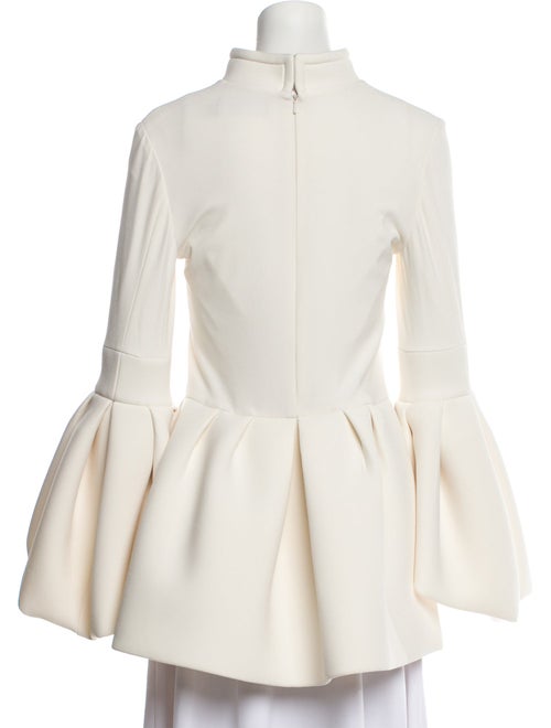 Brandon Maxwell Mock Neck Long Sleeve Blouse