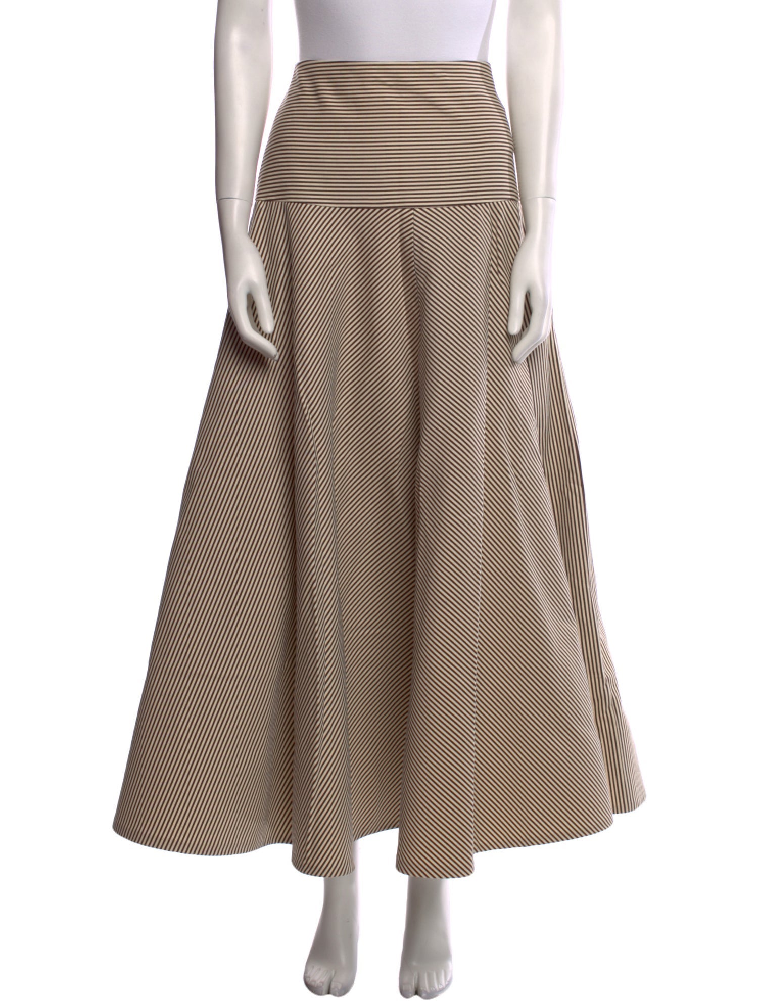 Brandon Maxwell Striped Midi Length Skirt