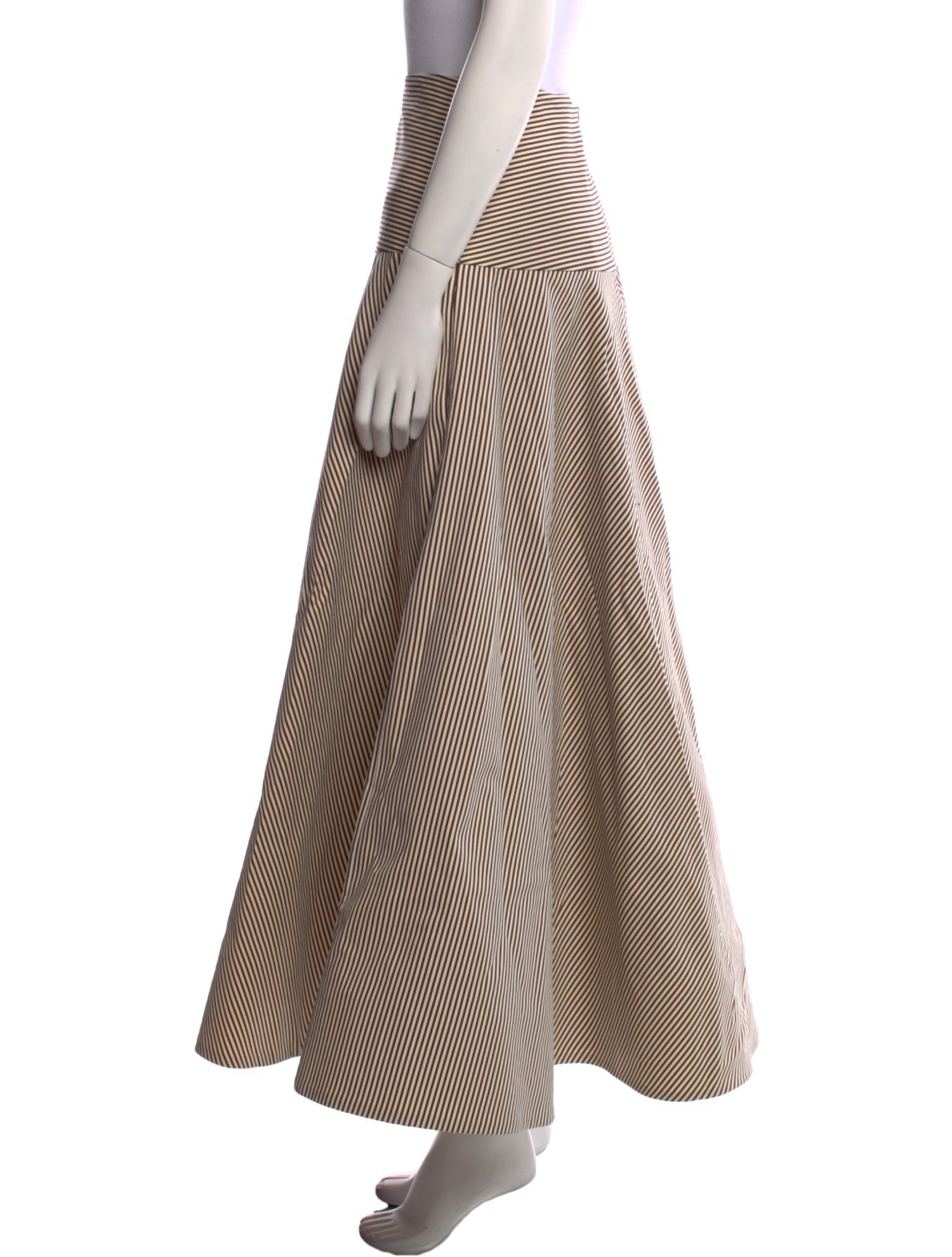 Brandon Maxwell Striped Midi Length Skirt