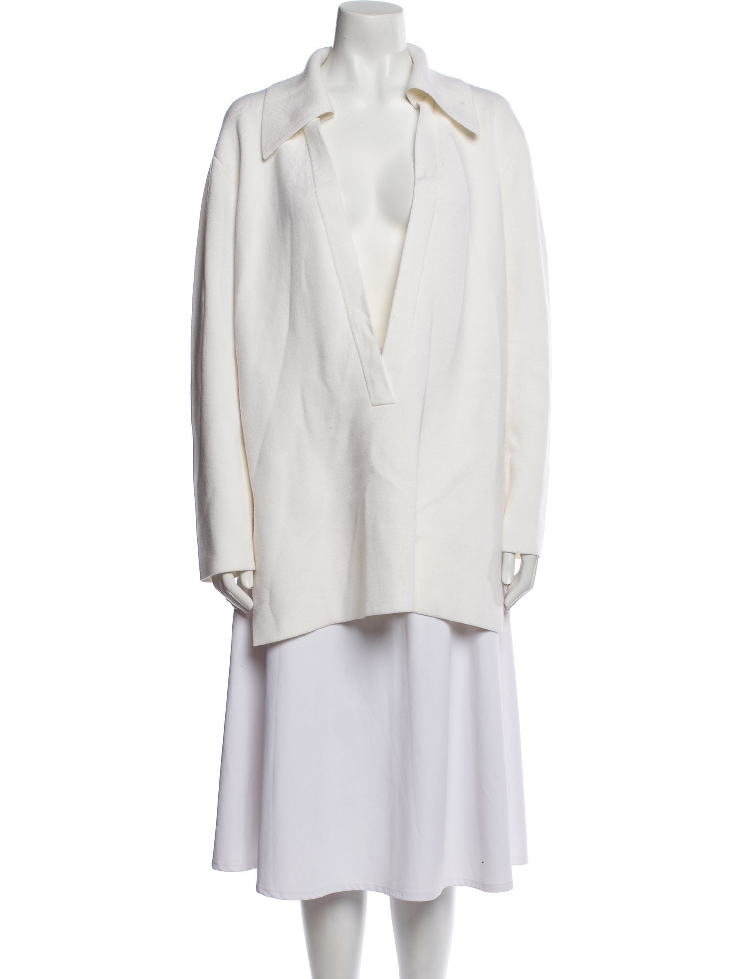 Brandon Maxwell Virgin Wool Plunge Neckline Sweater w/ Tags