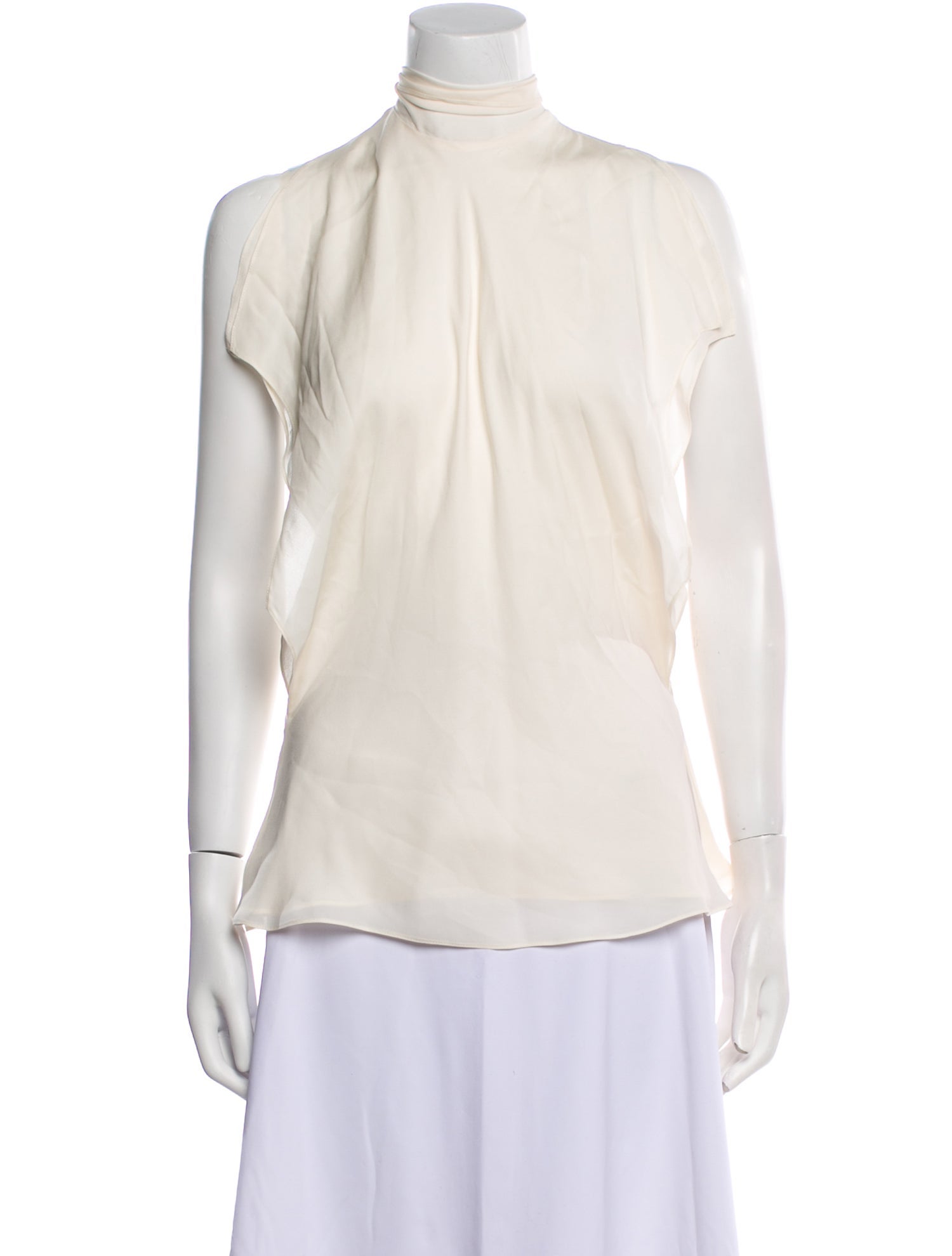 Brandon Maxwell Silk Mock Neck Blouse w/ Tags
