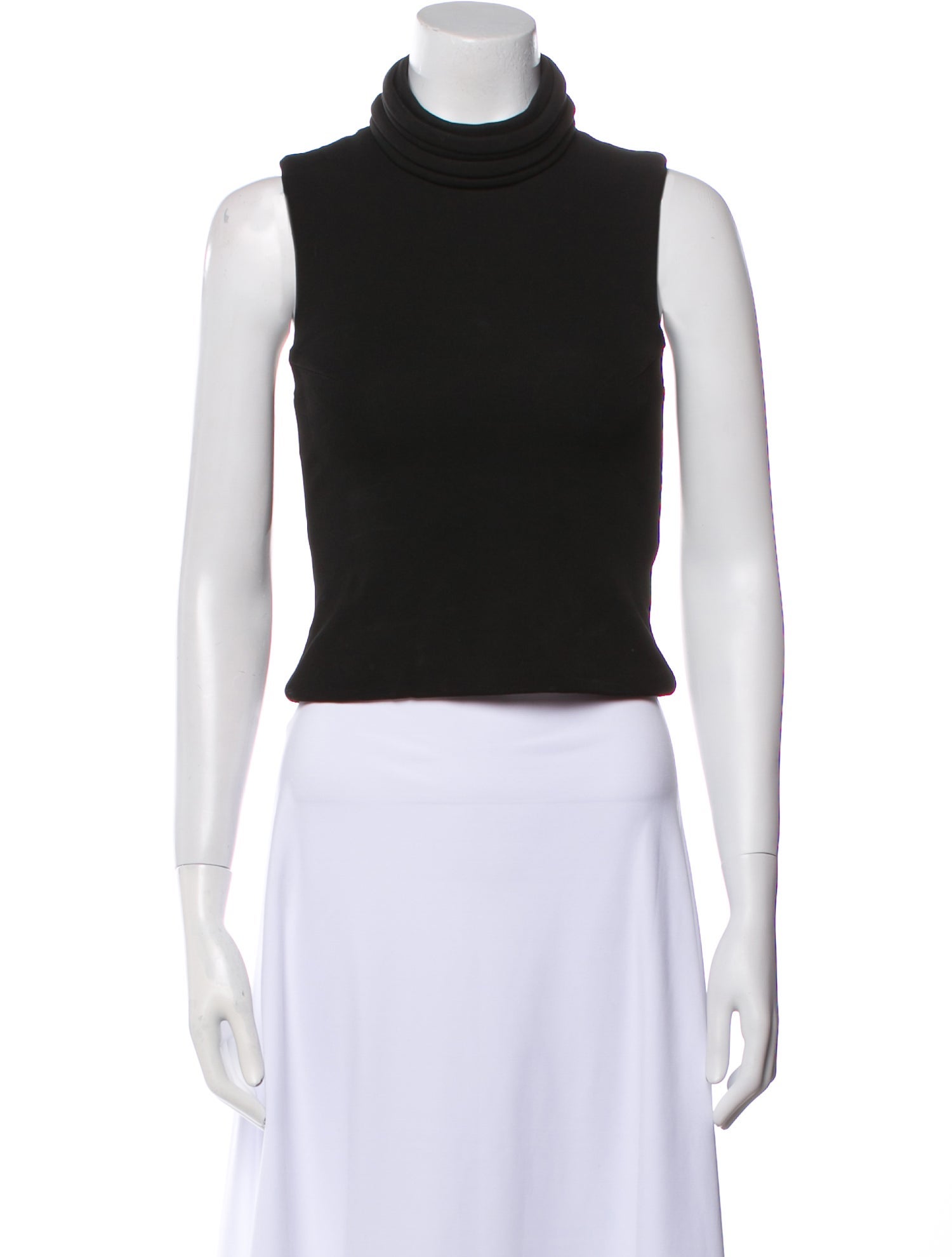 Brandon Maxwell Turtleneck Sleeveless Crop Top