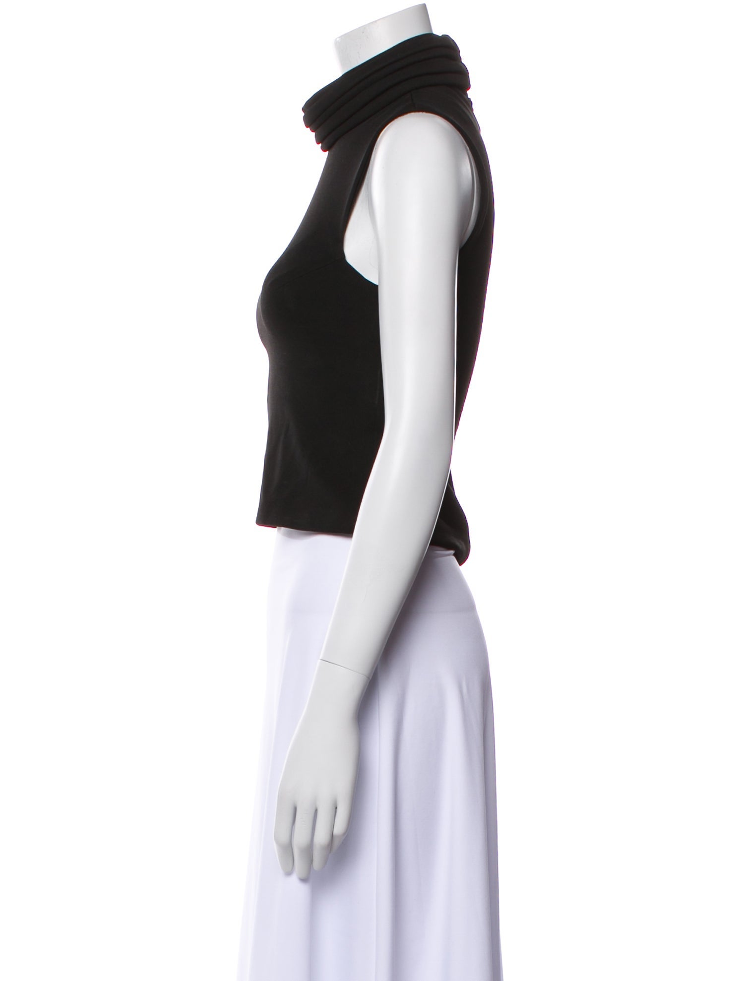 Brandon Maxwell Turtleneck Sleeveless Crop Top