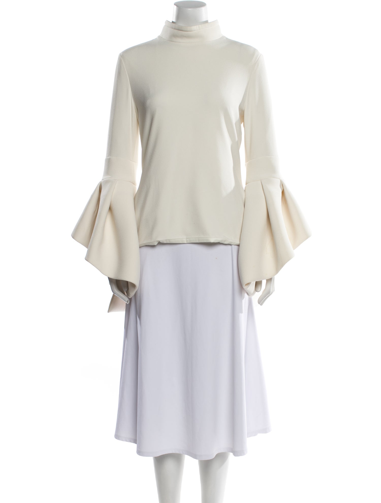 Brandon Maxwell Mock Neck Long Sleeve Top