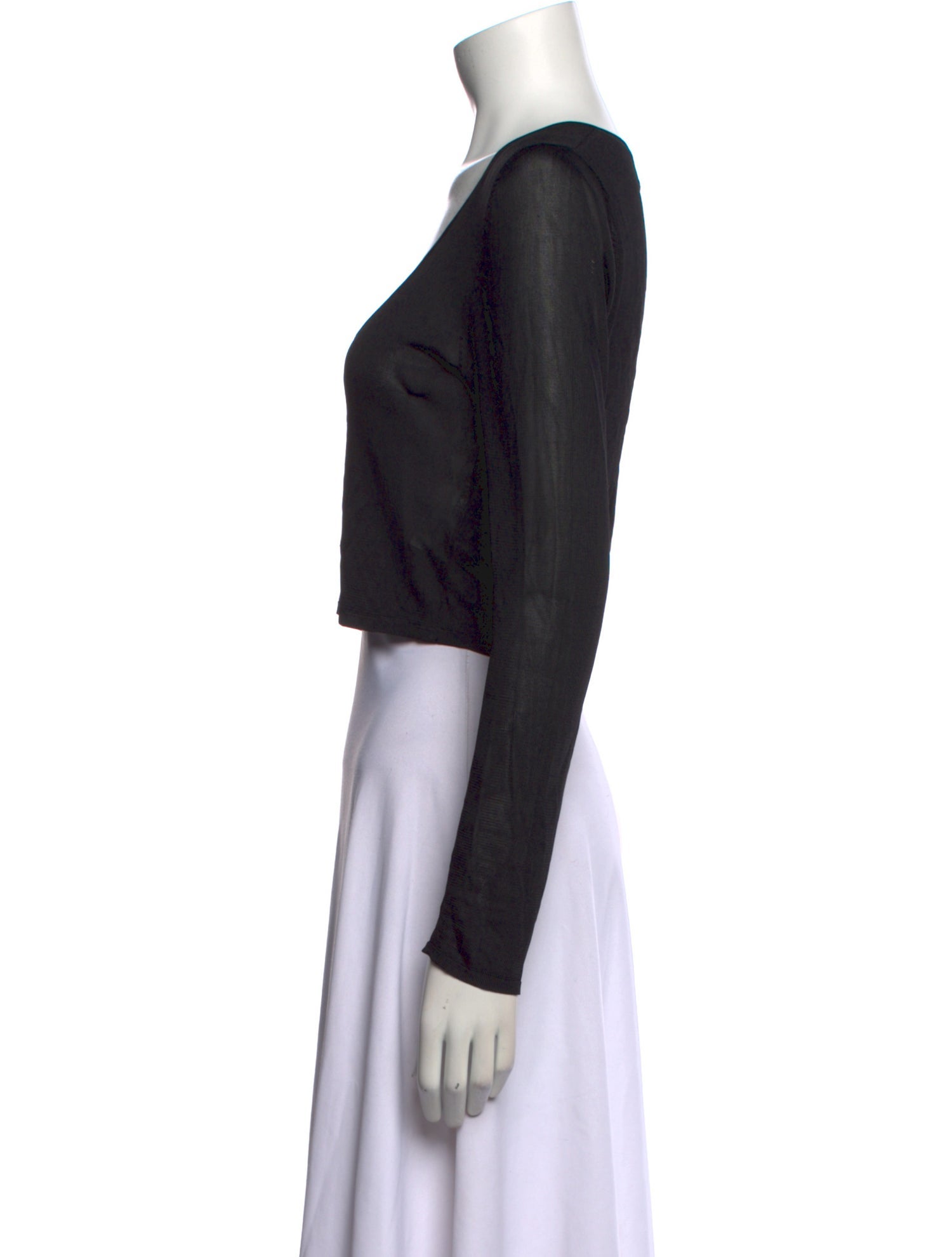 Brandon Maxwell Scoop Neck Long Sleeve Crop Top