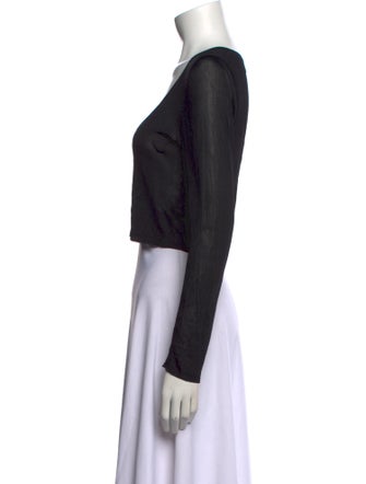 Brandon Maxwell Scoop Neck Long Sleeve Crop Top