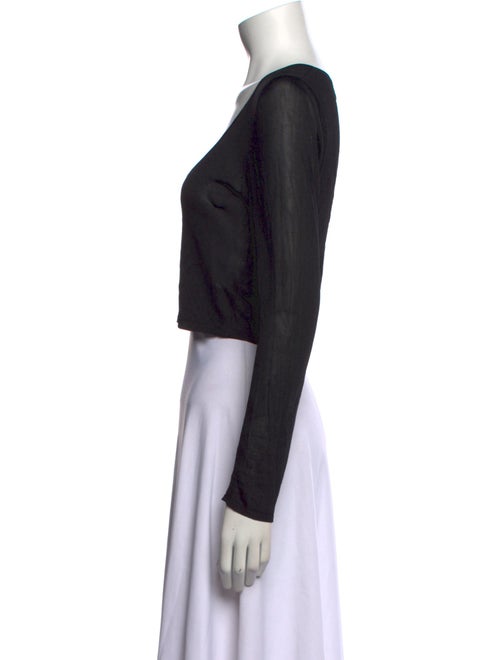 Brandon Maxwell Scoop Neck Long Sleeve Crop Top