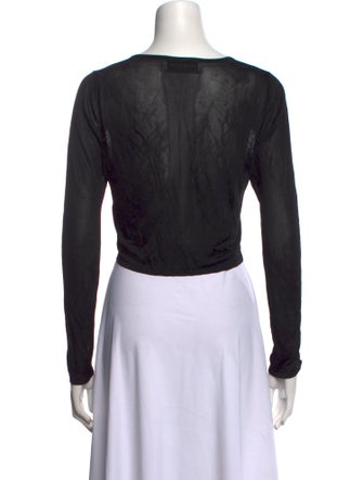 Brandon Maxwell Scoop Neck Long Sleeve Crop Top