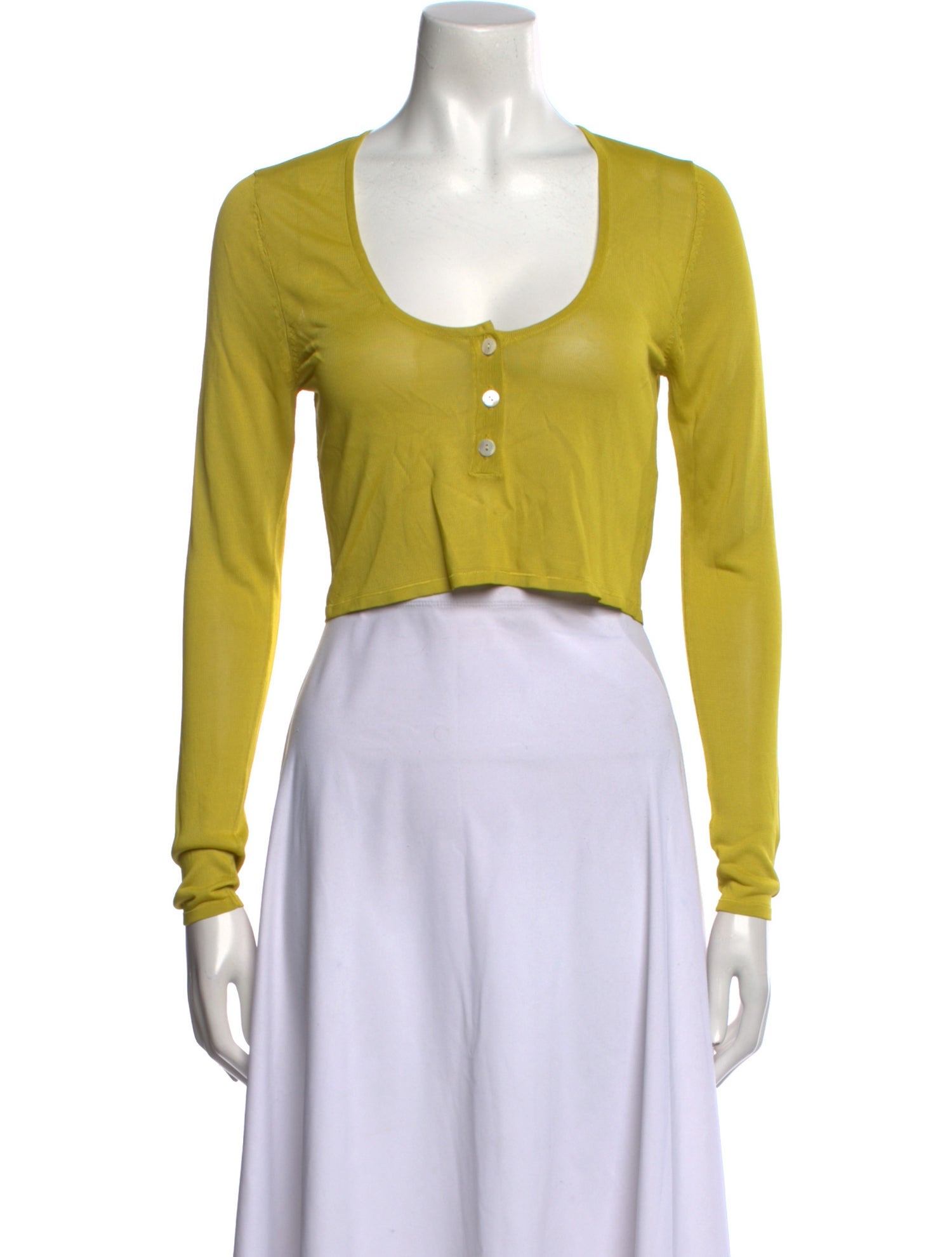 Brandon Maxwell Scoop Neck Long Sleeve Crop Top