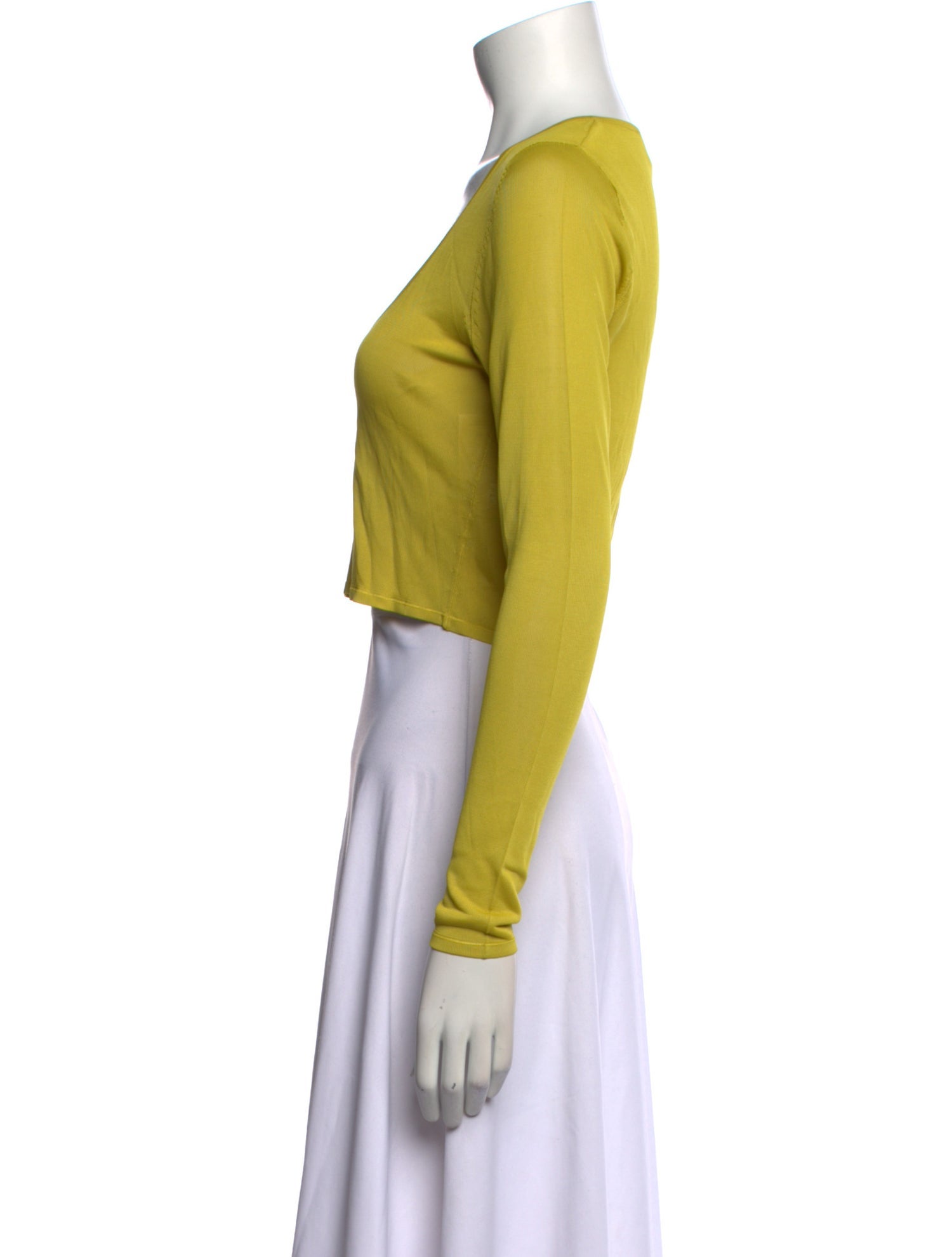 Brandon Maxwell Scoop Neck Long Sleeve Crop Top