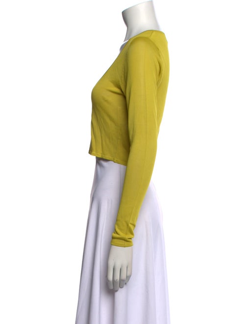 Brandon Maxwell Scoop Neck Long Sleeve Crop Top