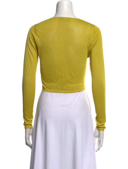 Brandon Maxwell Scoop Neck Long Sleeve Crop Top