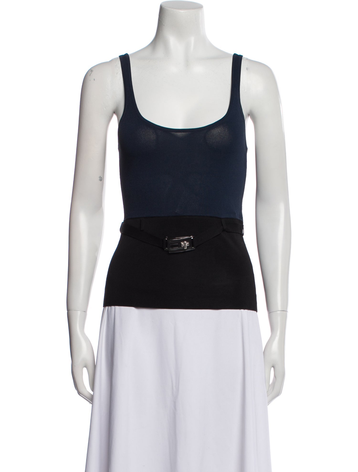 Brandon Maxwell Scoop Neck Sleeveless Top