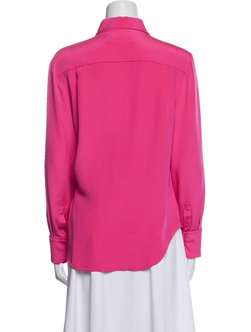 Brandon Maxwell Silk Long Sleeve Button-Up Top