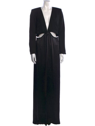 Brandon Maxwell V-Neck Long Dress