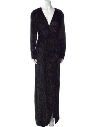 Brandon Maxwell V-Neck Long Dress