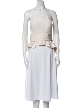 Brandon Maxwell Silk Strapless Crop Top