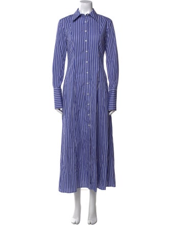 Brandon Maxwell Striped Long Dress