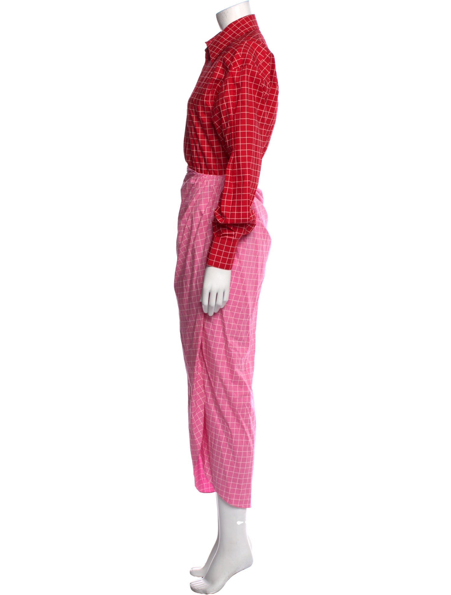 Brandon Maxwell Plaid Print Long Dress