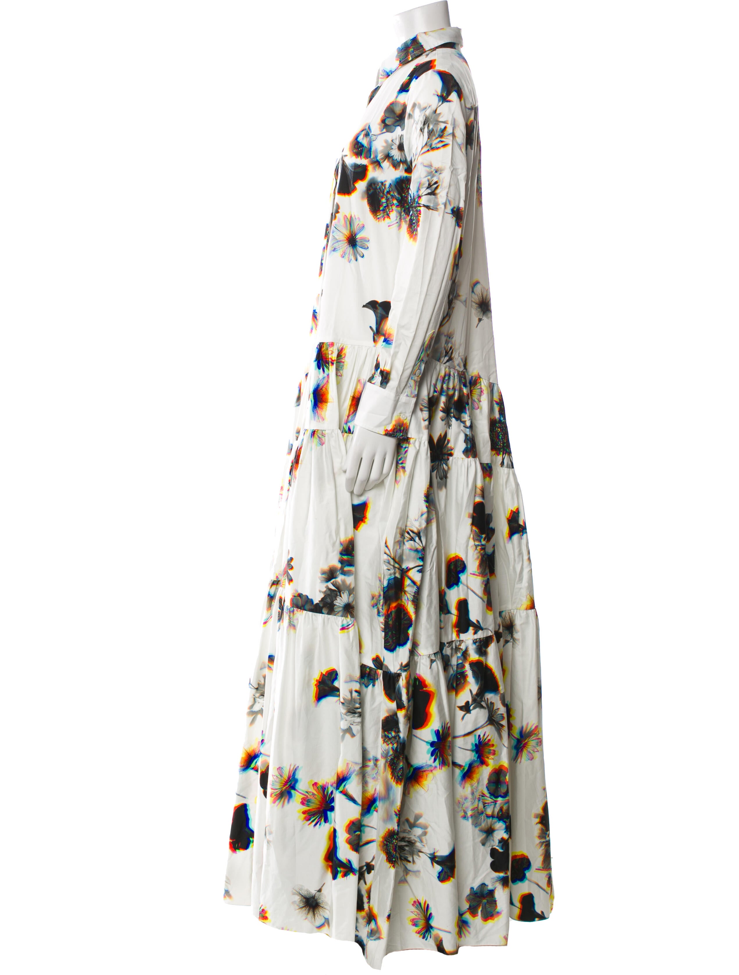 Brandon Maxwell Floral Print Long Dress