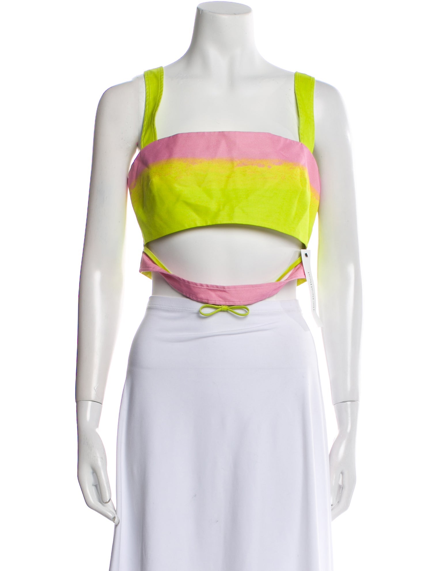Brandon Maxwell Silk Striped Crop Top w/ Tags