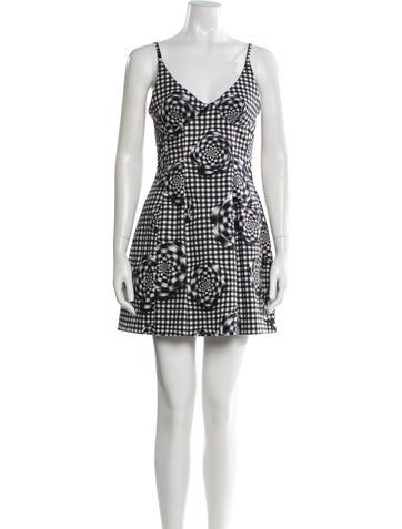 Pre-owned Brandon Maxwell Plaid Print Mini Dress In Black