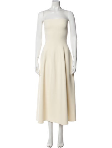 Pre-owned Brandon Maxwell Strapless Long Dress In Neutral