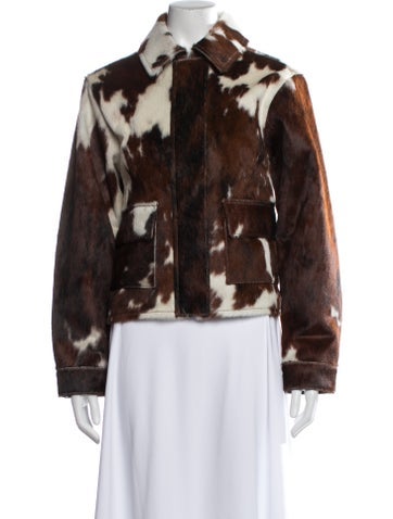 Pre-owned Brandon Maxwell Leather Animal Print Jacket W/ Tags In Brown