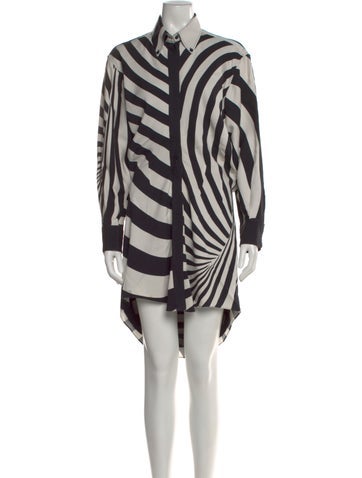 Pre-owned Brandon Maxwell Striped Mini Dress In Neutral