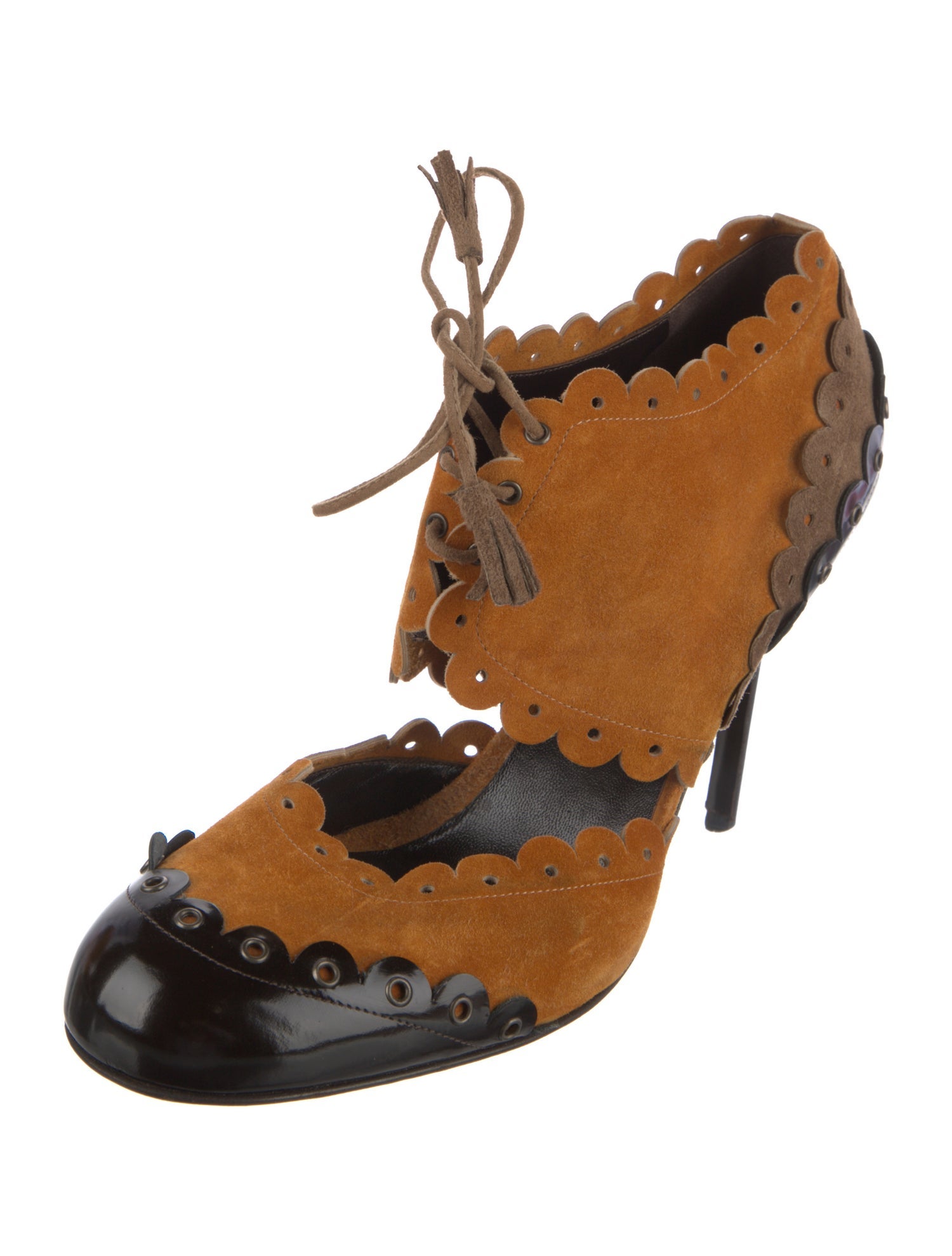 Bruno Frisoni Suede Colorblock Pattern Slingback Pumps