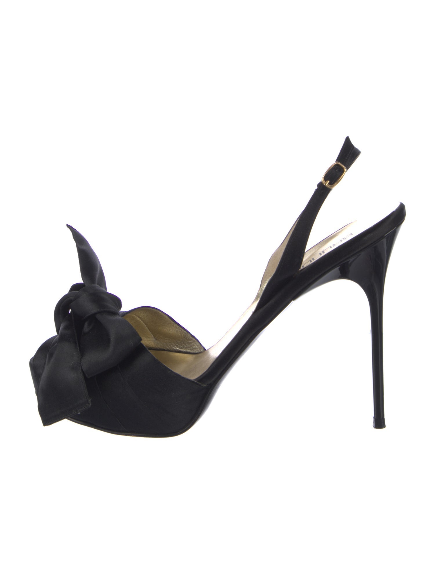Bruno Frisoni Satin Bow Accents Slingback Pumps