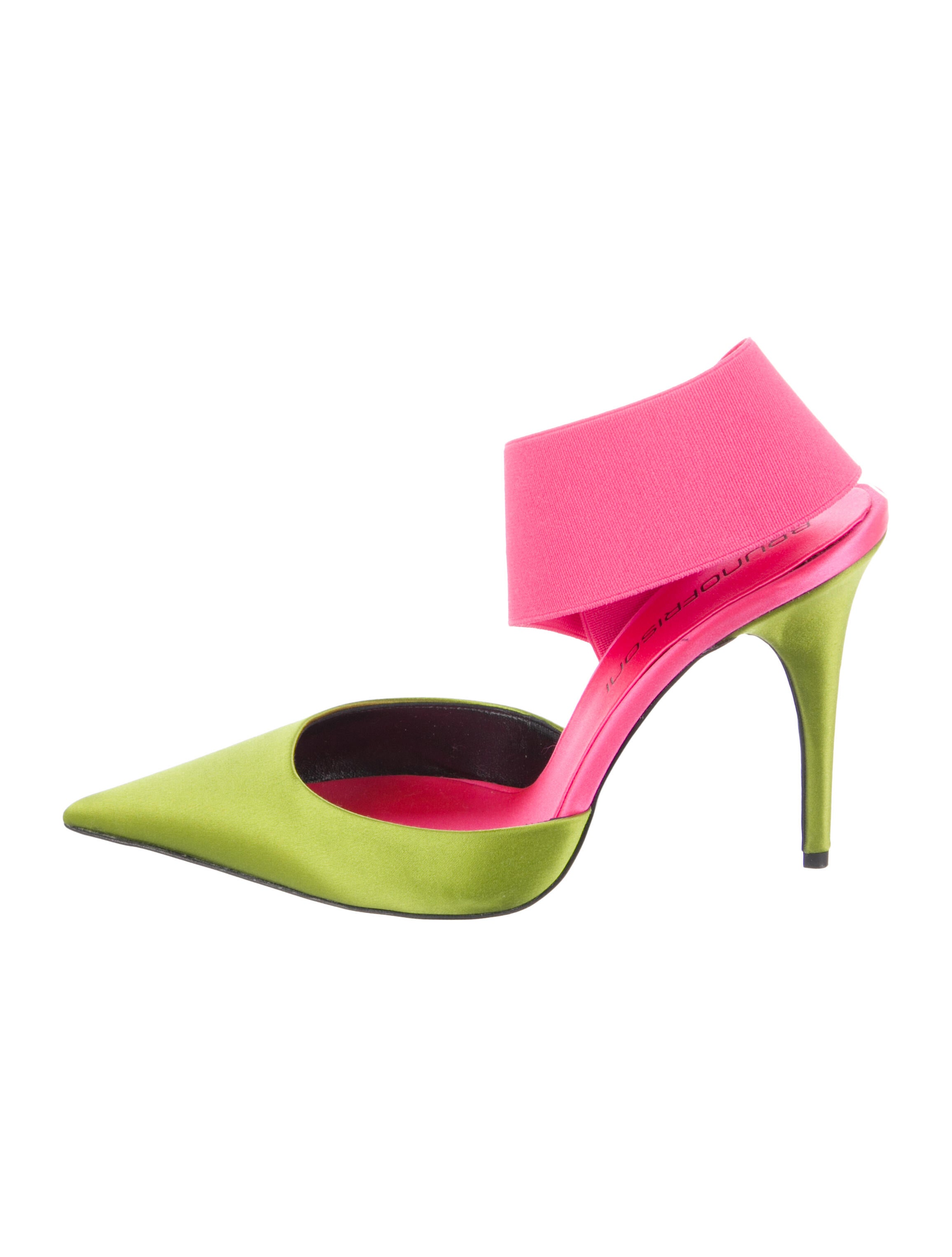 Bruno Frisoni Satin Colorblock Pattern Slingback Pumps